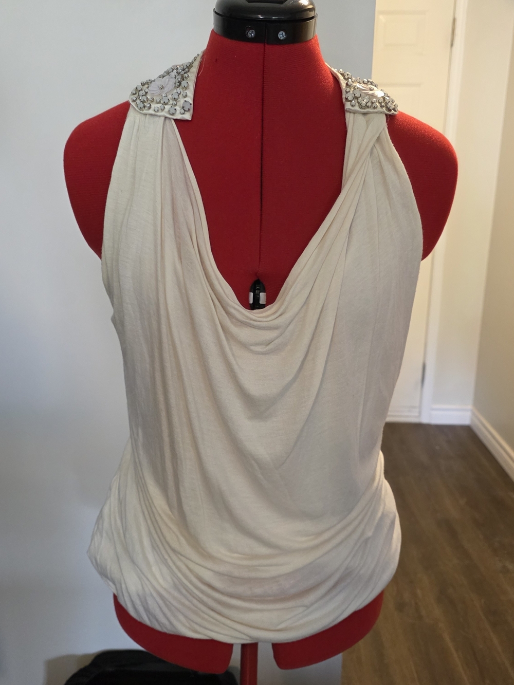 Anthropologie Leifnotes Rhinestone Embellished Cowl Neck Tank